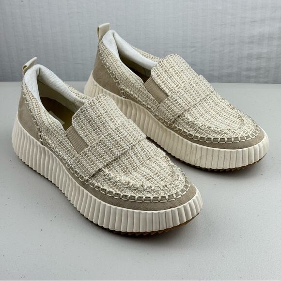 DV by Dolce Vita Dayo Cream Tan Slip-On Loafers Size 8.5 Woven Upper - Picture 7 of 9
